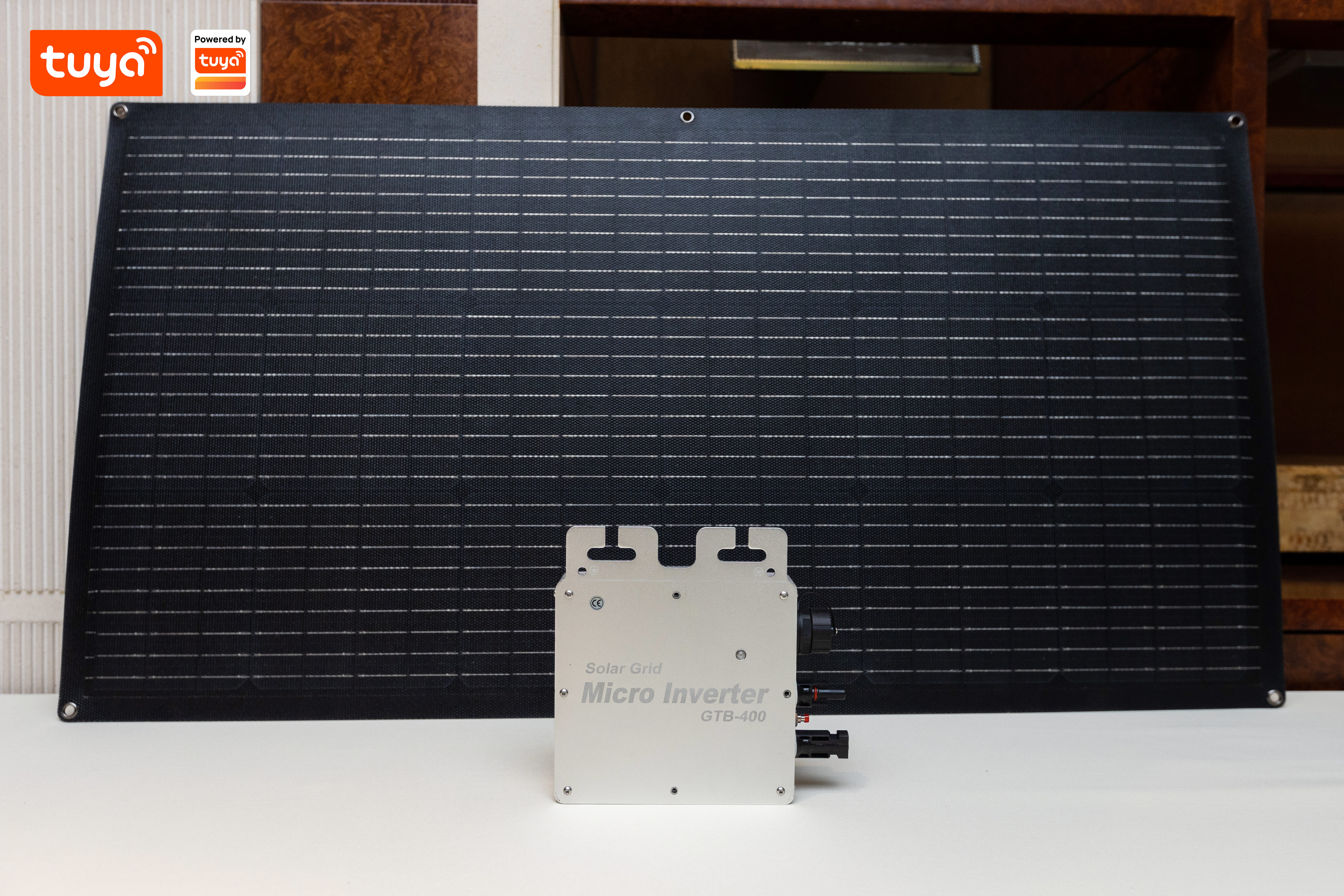 [The micro inverter and solar panel in Tuya’s Residential Solar & Energy Storage Solution]